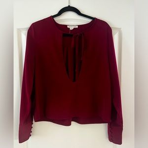 Burgundy Plunging Neck Blouse